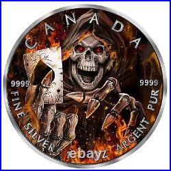 Canada 2022 $5- Grim Reaper Armageddon V Maple Leaf- 1 Oz Silver Coin