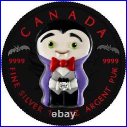 Canada 2022 $5 Maple Leaf HALLOOD Dracula 1 Oz Silver Coin with Polymer