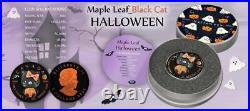 Canada 2022 $5 Maple Leaf HALLOWEEN Black Cat 1 Oz Silver Coin with Polymer