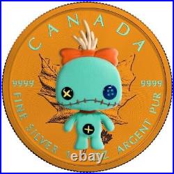 Canada 2022 $5 Maple Leaf HALLOWEEN Blue Doll 1 Oz Silver Coin with Polymer