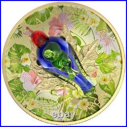 Canada 2022 $5 Maple Leaf Murano Glass Series Parrot 1 Oz Silver Coin