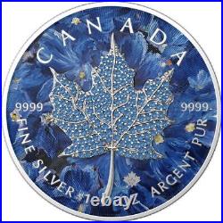 Canada 2022 $5 Maple Leaf Seasons February 1Oz Silver Coin with Bejeweled Insert