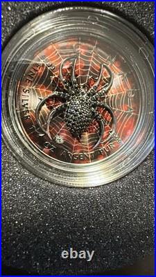 Canada 2022 5$ Maple Leaf- red Spider 1 Oz Silver Coin Bejeweled Insert Rare