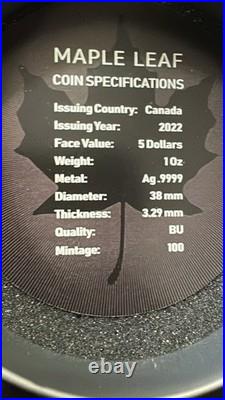 Canada 2022 5$ Maple Leaf- red Spider 1 Oz Silver Coin Bejeweled Insert Rare