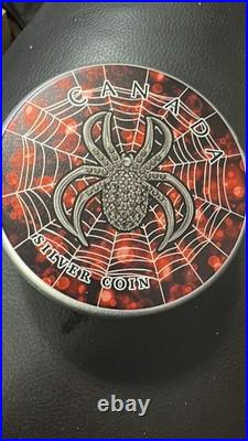 Canada 2022 5$ Maple Leaf- red Spider 1 Oz Silver Coin Bejeweled Insert Rare