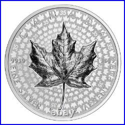 Canada 2023 UHR Maple Leaf 5oz Silver 35th Anniversary Pattern $50 Proof OGP