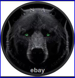 Canada 2024 Black Bear 1 oz Silver Maple Leaf Platinum Coin w Glowing Eye