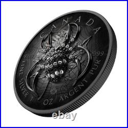 Canada 2025 $5 Maple Leaf Black Spider 1 oz Silver Coin with Bejeweled Insert