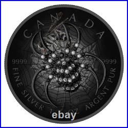 Canada 2025 $5 Maple Leaf Black Spider 1 oz Silver Coin with Bejeweled Insert