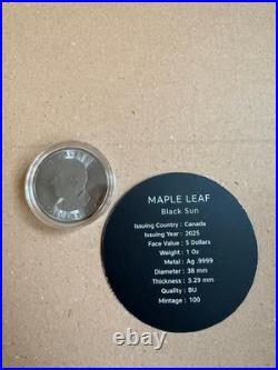 Canada 2025 $5 Maple Leaf Black Sun 1 oz Silver Coin Canada 2025 $5 Maple Leaf Black Sun 1 oz Silver Coin