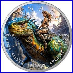 Canada 2025 Maple Leaf -Dinosaur Rider Edition 1 oz Colorised Silver Art Coin
