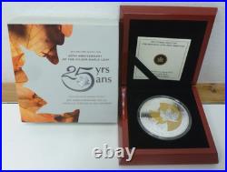 Canada 25th Anniversary of The Maple. 9999 Silver Proof 5oz Coin 2013 Box + COA