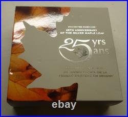 Canada 25th Anniversary of The Maple. 9999 Silver Proof 5oz Coin 2013 Box + COA