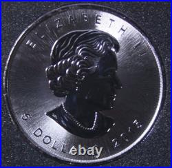Canada 5 Dollar 2015 Silver 1 OZ F #6414 Maple Leaf Gold Black