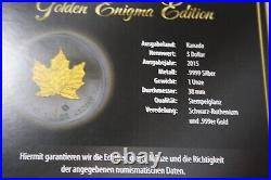 Canada 5 Dollar 2015 Silver 1 OZ F #6414 Maple Leaf Gold Black