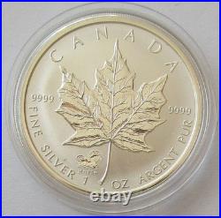 Canada 5 Dollars 2002 Maple Leaf Lunar Horse Privy 1 Oz Silver