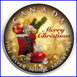 Canada 5 Dollars 2018 Maple Leaf Merry Christmas 1 oz 0.999 Silver