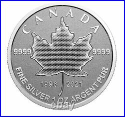 Canada $5 Five Dollars 1 Oz Silver Coin, Maple Leaf, Arboreal Emblem, 2021