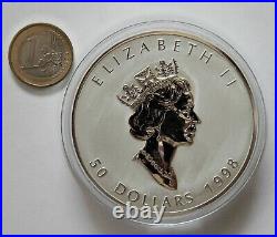 Canada 50 Dollar 1998 10 Years Maple Leaf, Uncirculated, 10 OZ Silver