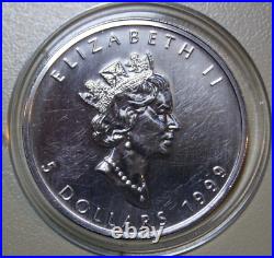 Canada Maple 5 Dollars 1999 Silver 1 oz F#5732 KM#187.9 Privy Y2K Only 10,000