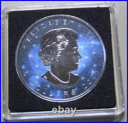 Canada Maple 5 Dollars 2021 Silver 1 oz F#4589 BU Glowing Galaxy III colored