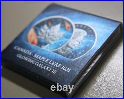 Canada Maple 5 Dollars 2021 Silver 1 oz F#4589 BU Glowing Galaxy III colored