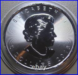 Canada Maple Leaf 2018 1 oz Silver. 9999 BU 5 Dollars in Capsule #F7448