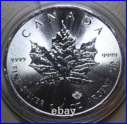 Canada Maple Leaf 2018 1 oz Silver. 9999 BU 5 Dollars in Capsule #F7448