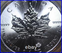 Canada Maple Leaf 2018 1 oz Silver. 9999 BU 5 Dollars in Capsule #F7448