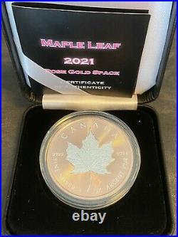 Canada Maple Leaf 2021 Rosegold Reverse Gilded 1 OZ 999 Silver with Box & COA