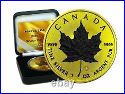 Canada Maple Leaf 2021 Space Gold Ruthenium Edition 1 OZ 999 SILVER COA & Box