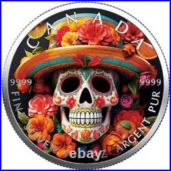 Canada Maple Leaf Silver Coin Colored Mexican Skeleton 1oz Very Rare Price