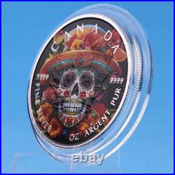 Canada Maple Leaf Silver Coin Colored Mexican Skeleton 1oz Very Rare Price