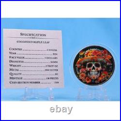 Canada Maple Leaf Silver Coin Colored Mexican Skeleton 1oz Very Rare Price