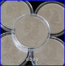 Canadian 2014.9999 $5 Silver Maple Leaf Bu Coins Lot of 5 1 oz