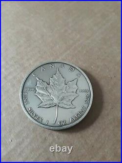 Canadian. 9999 fine silver 5 dollar coin