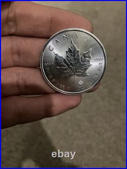 Canadian Maple Leaf 1 Oz. 9999 Fine Silver Bullion Coin In Free Capsule