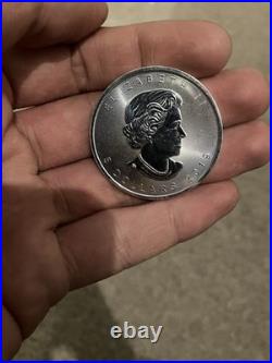 Canadian Maple Leaf 1 Oz. 9999 Fine Silver Bullion Coin In Free Capsule