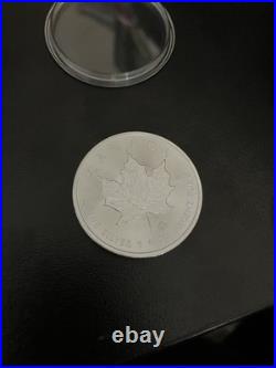 Canadian Maple Leaf 1 Oz. 9999 Fine Silver Bullion Coin In Free Capsule