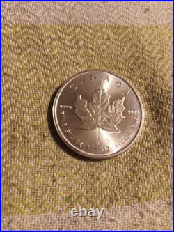 Canadian Maple Leaf 1 oz. 9999 Fine Silver Bullion Coin In Capsule