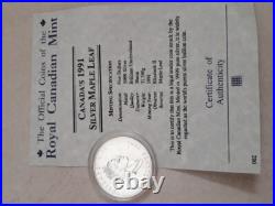 Canadian Maple Leaf 1 oz Silver 1991 mint condition + Free clear coin capsule