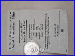 Canadian Maple Leaf 1 oz Silver 1991 mint condition + Free clear coin capsule