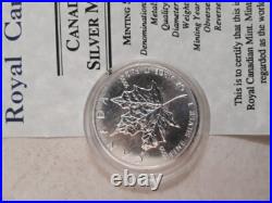 Canadian Maple Leaf 1 oz Silver 1991 mint condition + Free clear coin capsule
