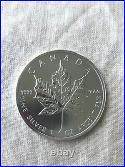 Canadian Mint Maple leaf 1 oz silver coin x 25 (uncapsulated) in plastic roll
