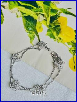 Christian Dior Vintage 1990s Ivy Maple Leaf Crystals Openwork Bracelet, Silver