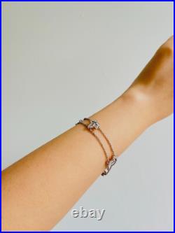 Christian Dior Vintage 1990s Ivy Maple Leaf Crystals Openwork Bracelet, Silver