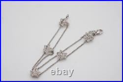 Christian Dior Vintage 1990s Ivy Maple Leaf Crystals Openwork Bracelet, Silver