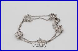 Christian Dior Vintage 1990s Ivy Maple Leaf Crystals Openwork Bracelet, Silver