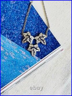 Christian Dior Vintage 1990s Maple Leaf Faux Crystals Pendent Necklace, Silver