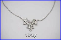 Christian Dior Vintage 1990s Maple Leaf Faux Crystals Pendent Necklace, Silver